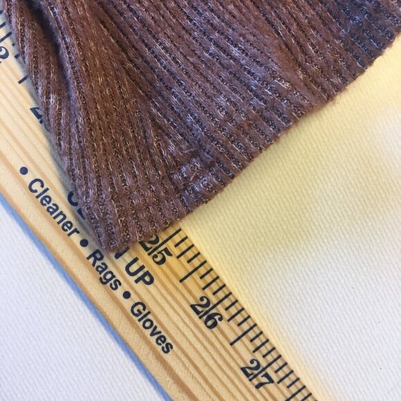 Planet Gold Knit Pants Womens Large Brown Ribbed Flare Leg Stretch Comfy Boho - Picture 9 of 9